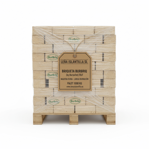 Briqueta BURBRIQ (by Burpellet) RUF - Madera Dura - Larga Duración - 100 Paquetes 10 kg (5 briquetas)